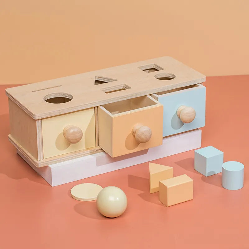 Wooden Object Permanence Box Set with Multiple Activities