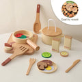 Wooden Kitchen Playset with Cooking Utensils and Food