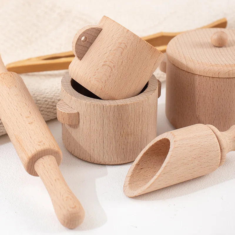Wooden Kitchen Play Set with Natural Beechwood Tools