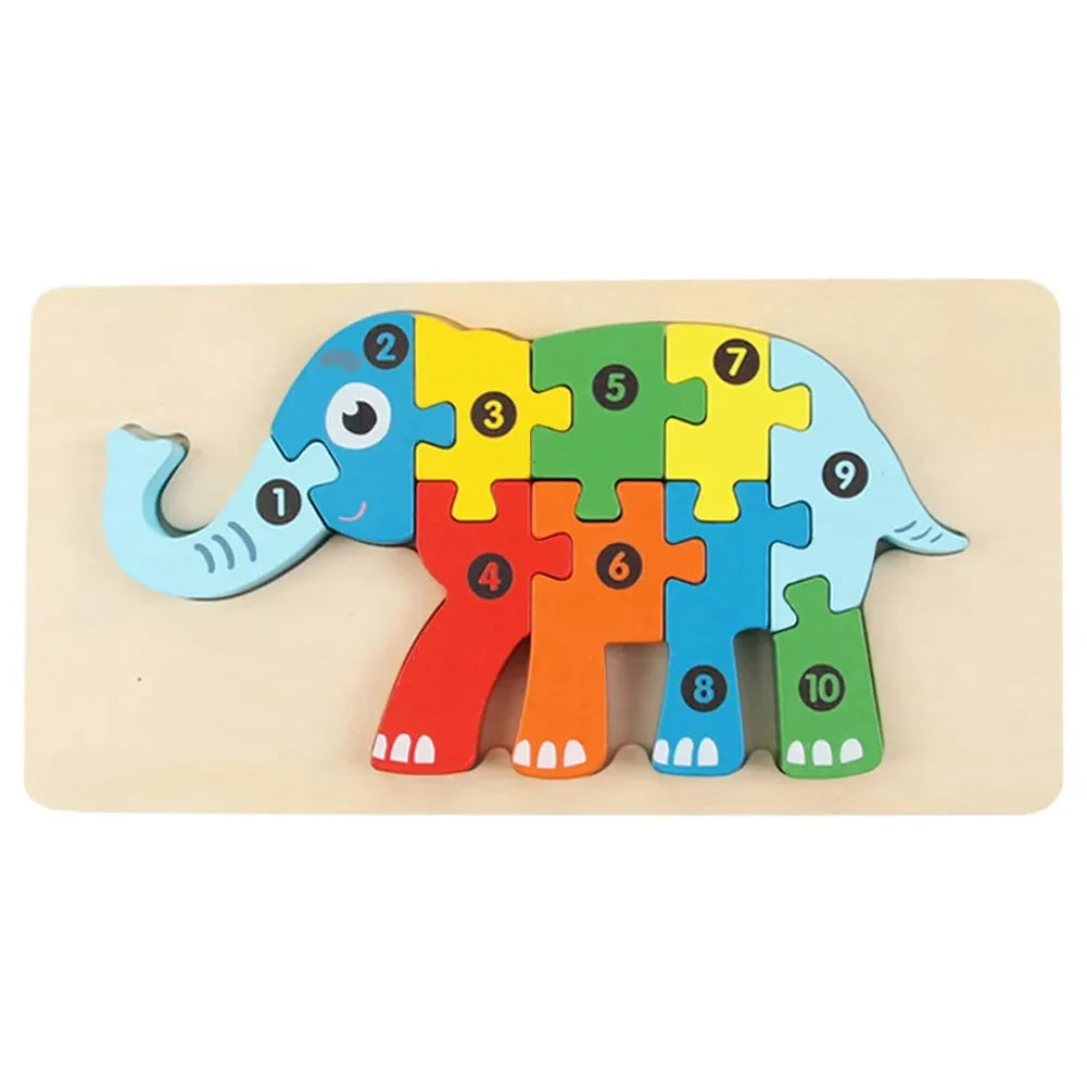 Wooden Animal Puzzles, Numbered 4-Pack for Toddlers
