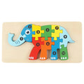 Wooden Animal Puzzles, Numbered 4-Pack for Toddlers