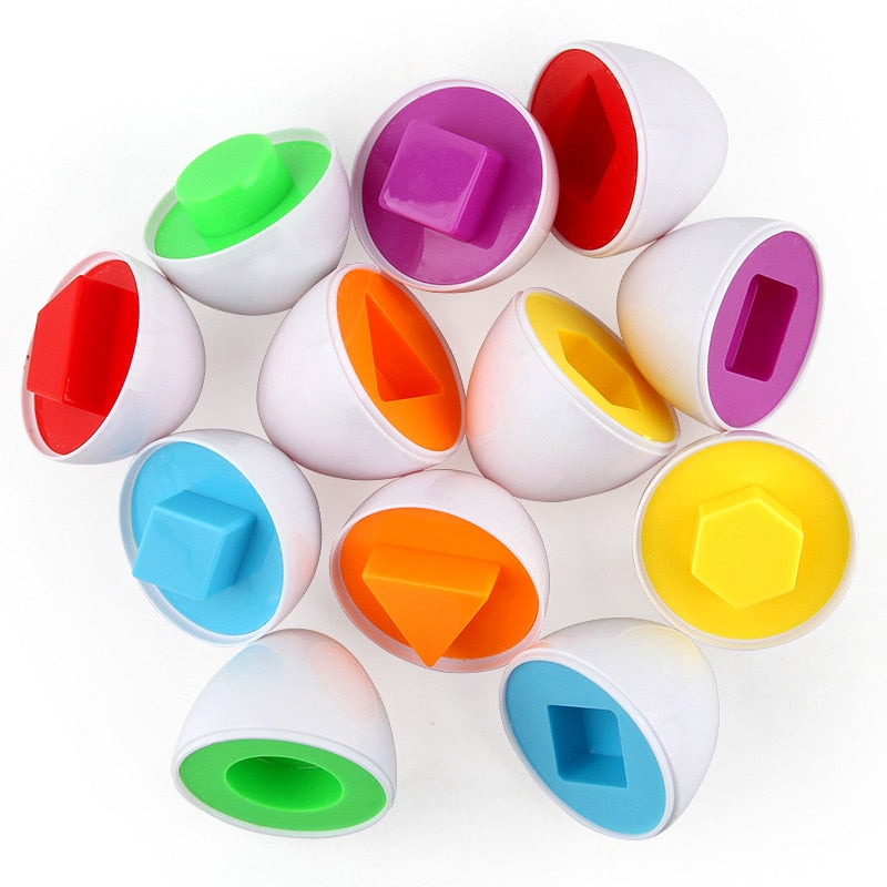 Shape Sorting Eggs Matching Game with Storage Carton