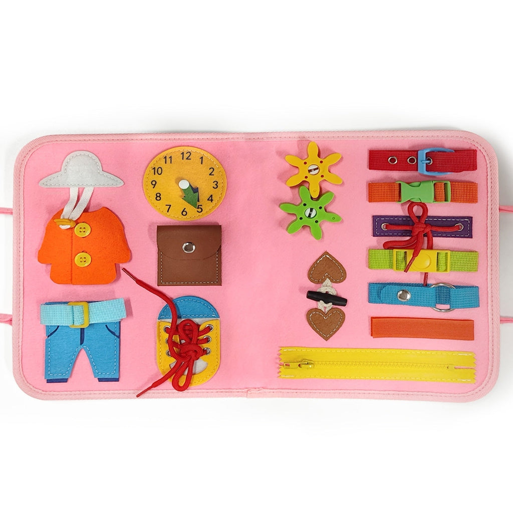 Busy Board Montessori Toy with Colors, Shapes & Skills