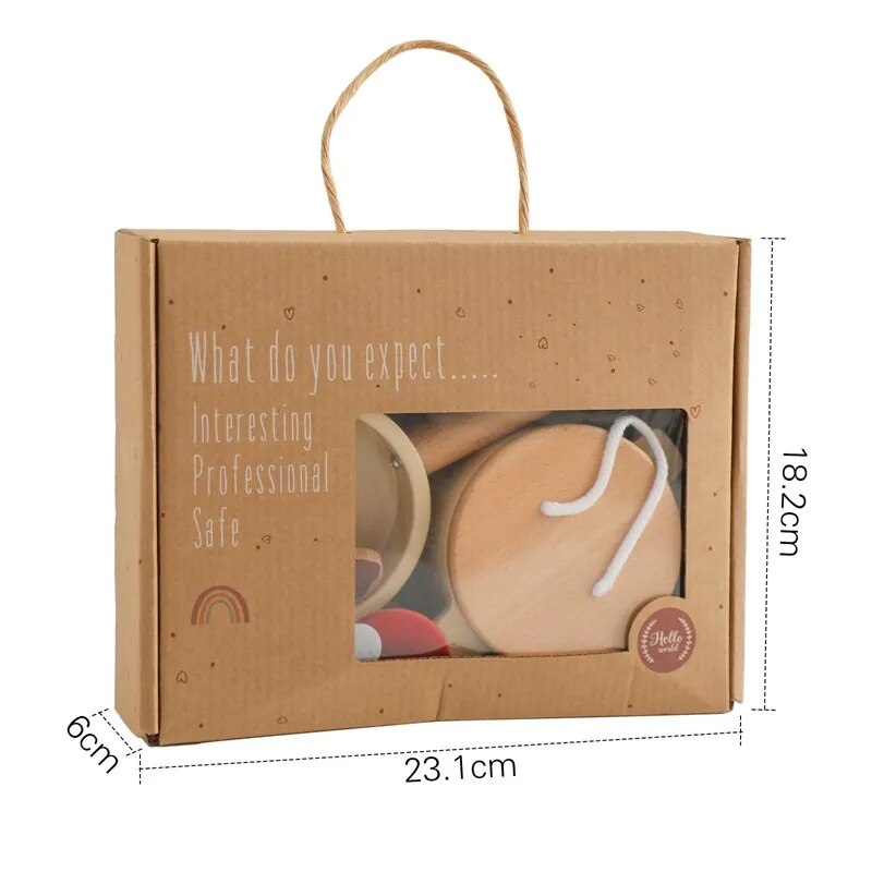 Wooden Kitchen Playset with Cooking Utensils and Food