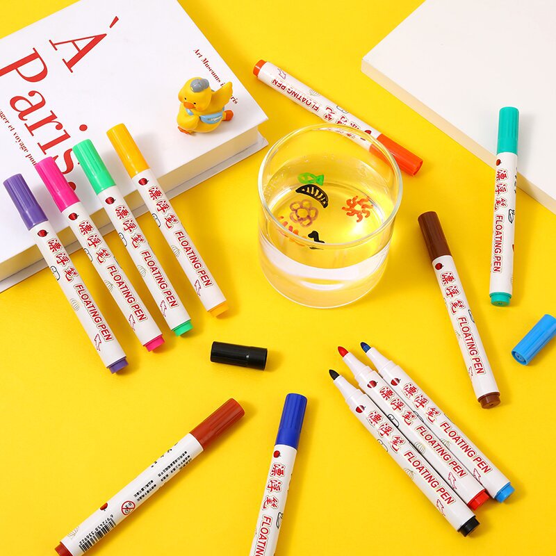 Water Floating Pens Set with 12 Colors and Spoon