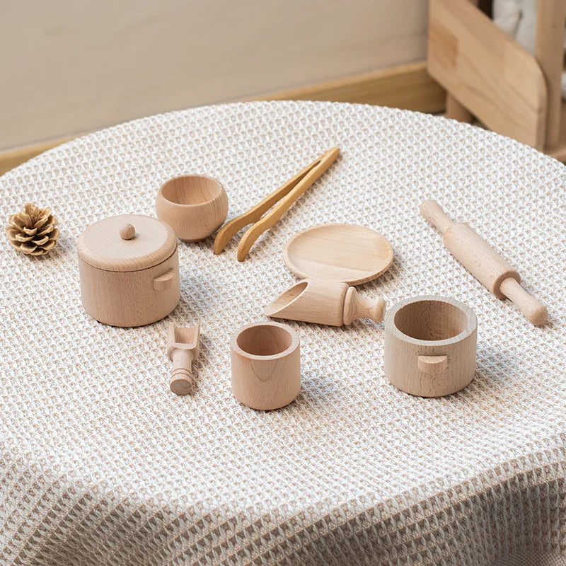 Wooden Kitchen Play Set with Natural Beechwood Tools