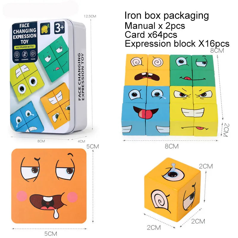 Face Changing Building Blocks with Wooden Cubes and Cards