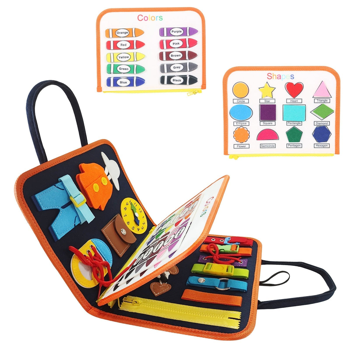 Busy Board Montessori Toy with Colors, Shapes & Skills
