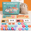 Ten Frame Math Toy Set with Counting Cards and Wooden Blocks