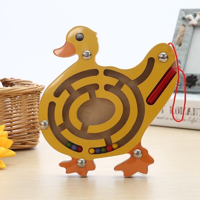 Magnetic Maze Toy, Wooden Owl Design with Wand