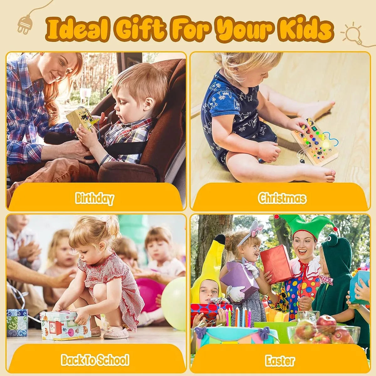 Busy Board for Toddlers with Switches and Lights