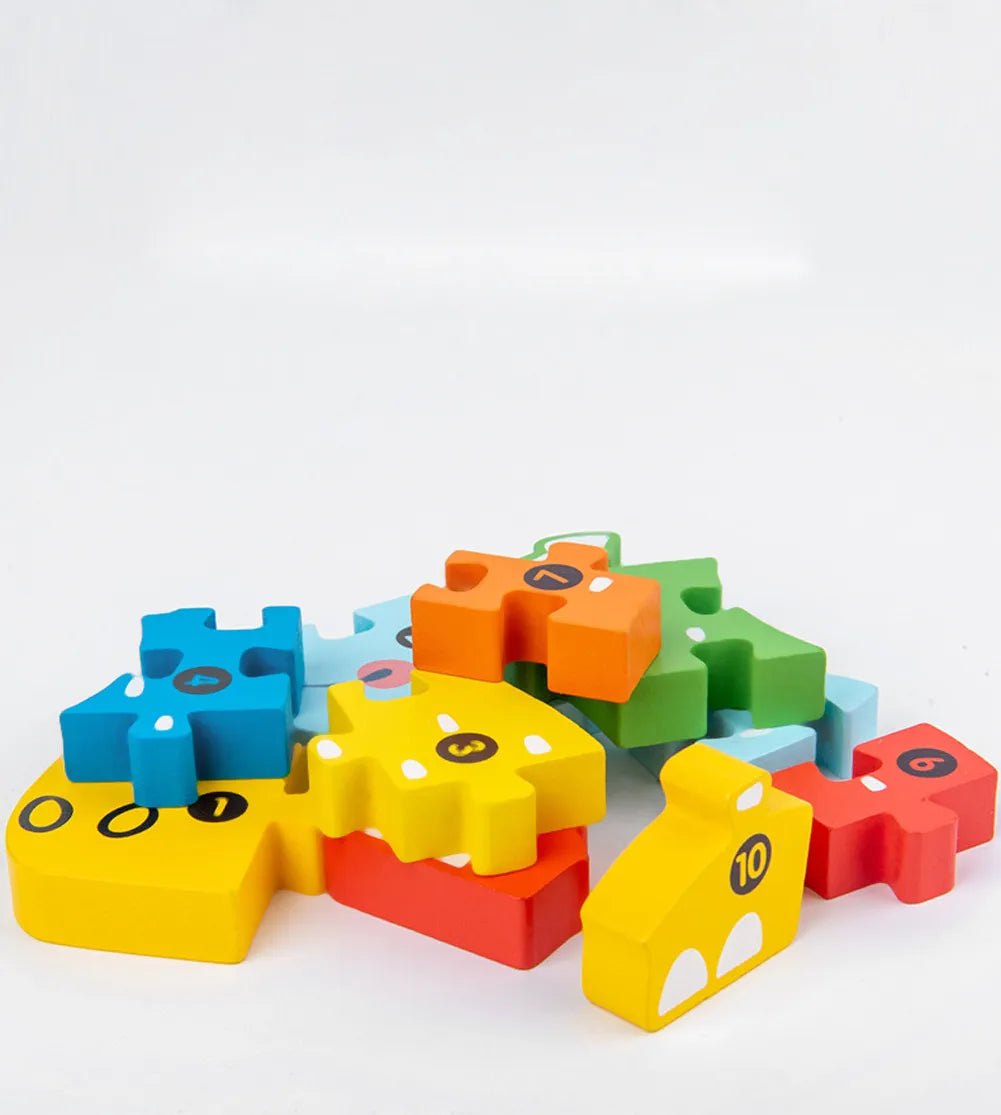 Wooden Animal Puzzles, Numbered 4-Pack for Toddlers