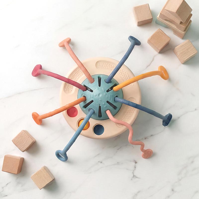 Baby Sensory Toy with Silicone Textures and Pull Cords