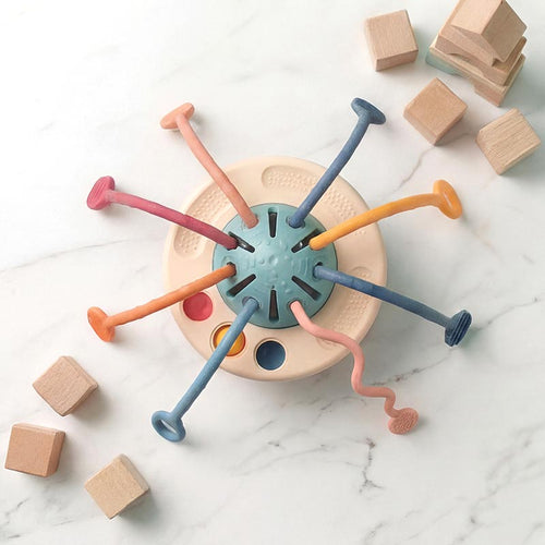 Baby Sensory Toy with Silicone Textures and Pull Cords