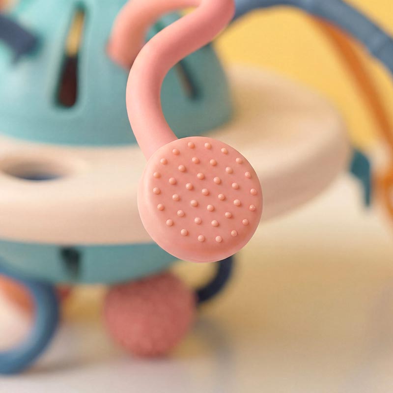 Baby Sensory Toy with Silicone Textures and Pull Cords