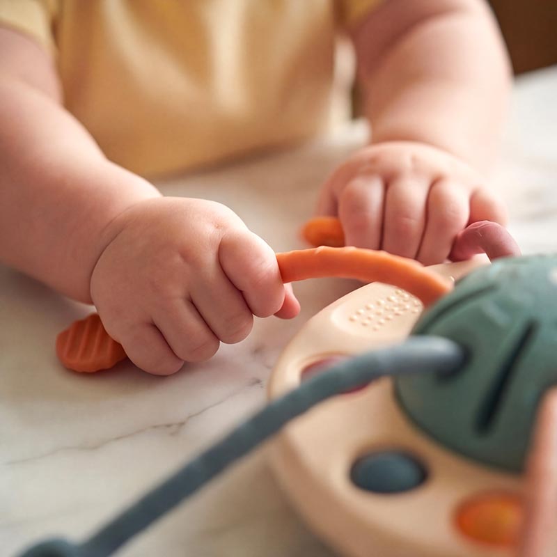 Baby Sensory Toy with Silicone Textures and Pull Cords