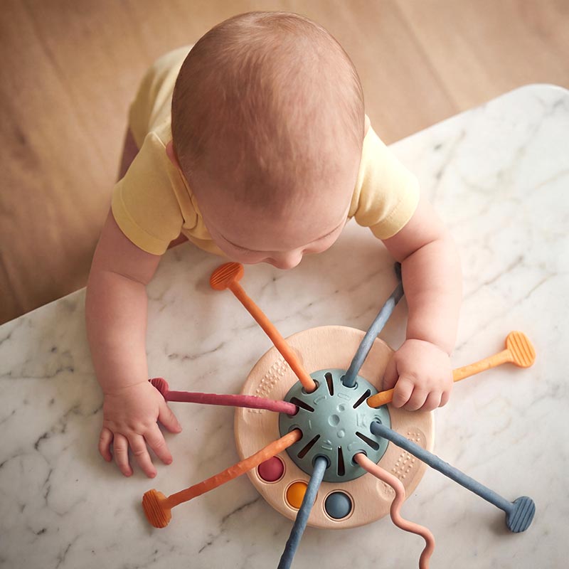 Baby Sensory Toy with Silicone Textures and Pull Cords