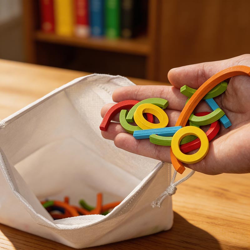 Pattern Building Game with Wooden Sticks and Challenge Cards