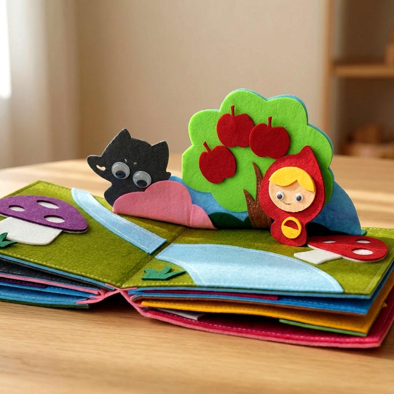 Felt Storybook with 16 Interactive Pages and Characters