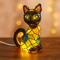 Table Lamp Cat Stained Glass Style Decorative Light