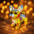 Table Lamp Stained Resin Dog Figurine Accent Light
