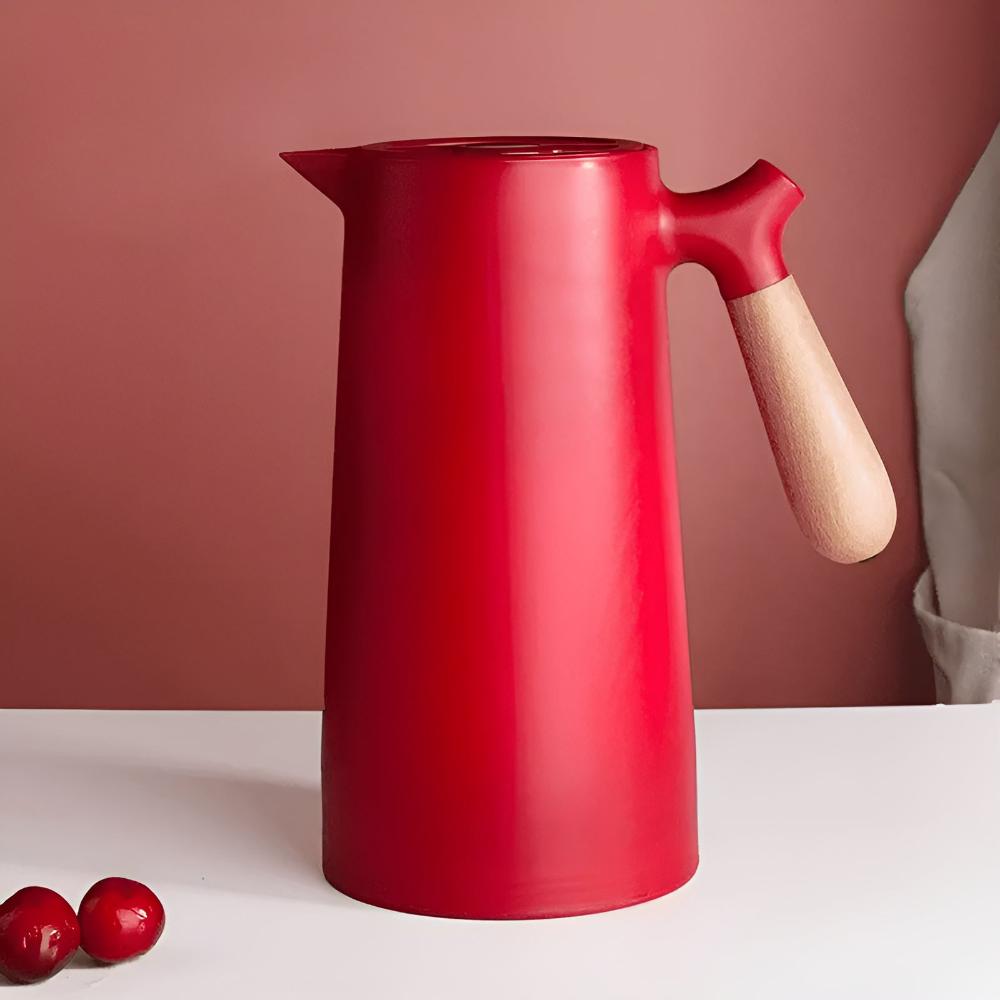 Thermal Carafe Insulated Coffee Pot Wooden Handle Server