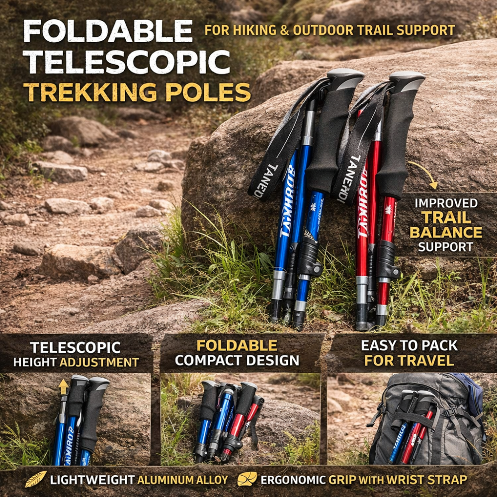 Trekking Poles Foldable Telescopic Hiking Support Sticks