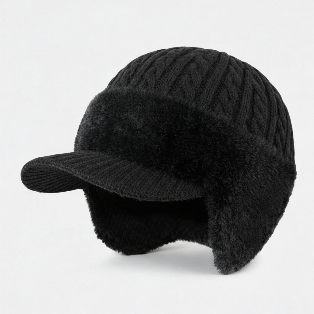 Unisex Winter Ear Flap Knit Cap Insulated Warm Outdoor Hat