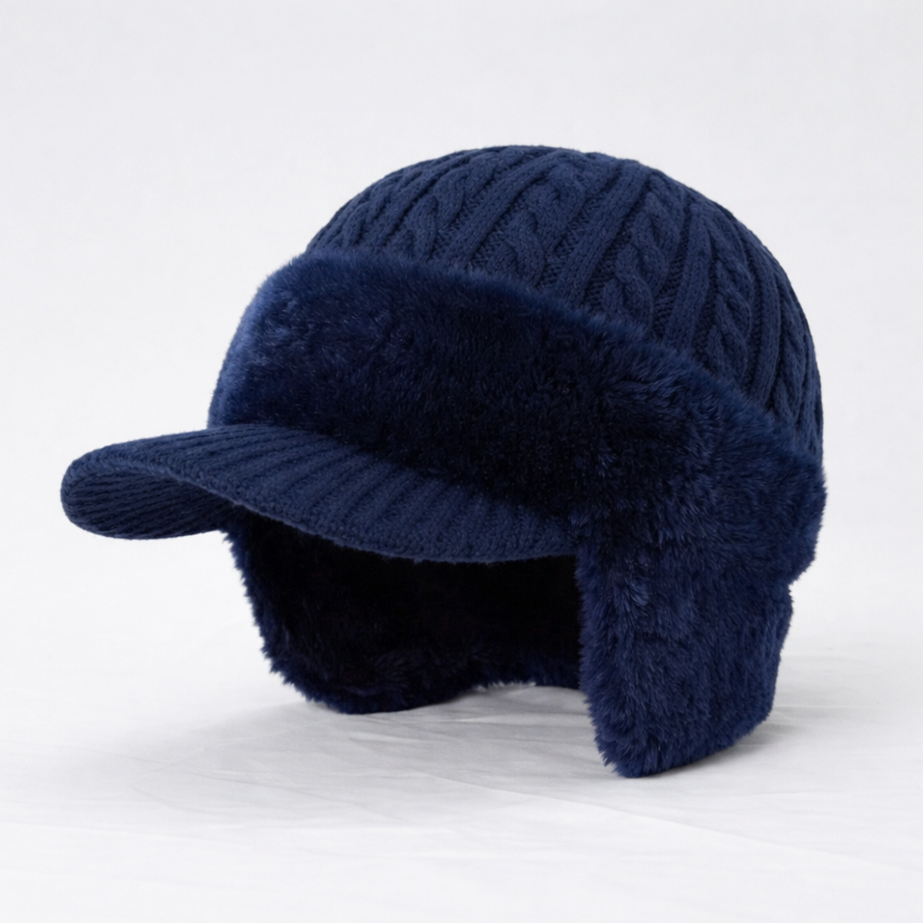 Unisex Winter Ear Flap Knit Cap Insulated Warm Outdoor Hat
