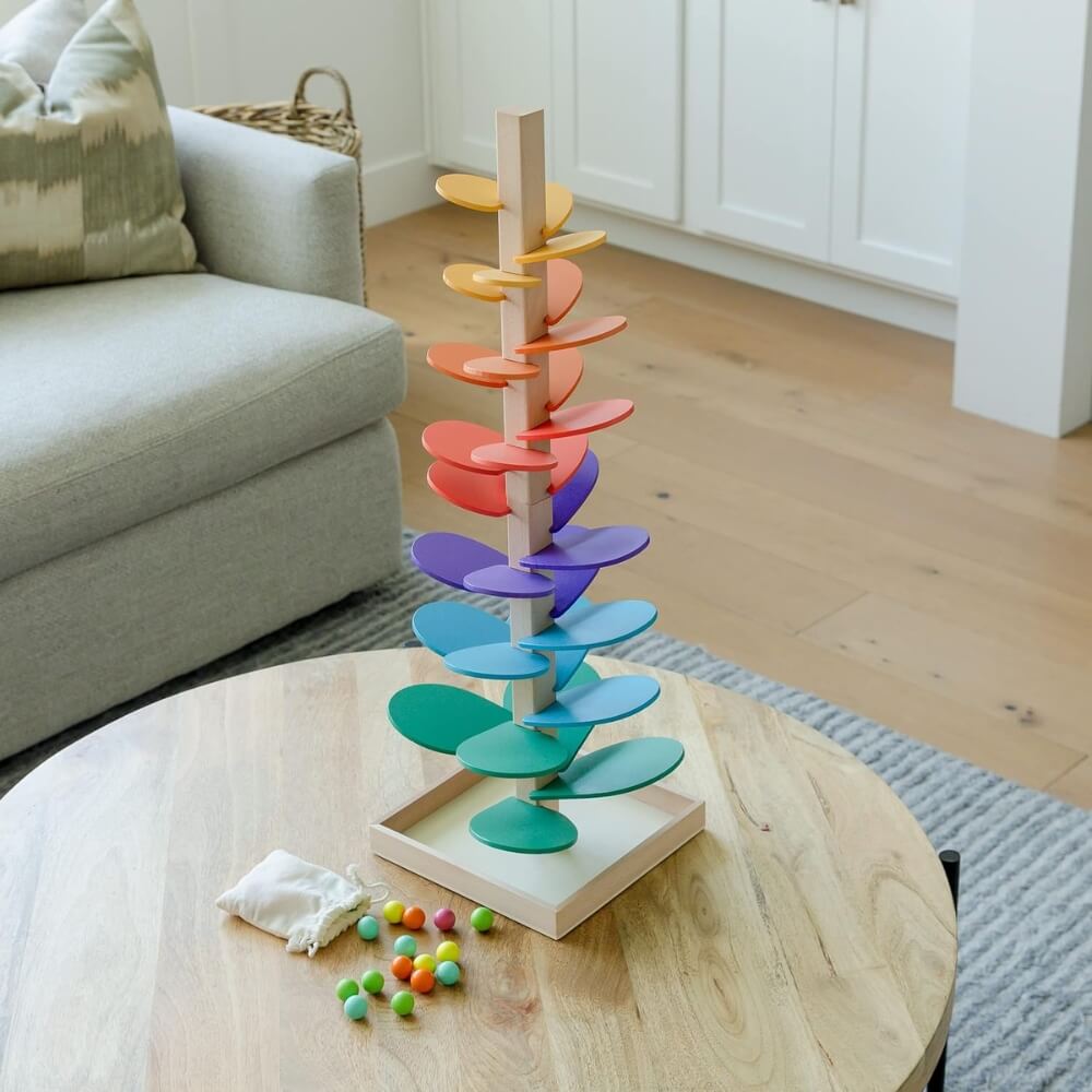 Marble Run Toy, Rainbow Tree with 30 Colorful Leaves