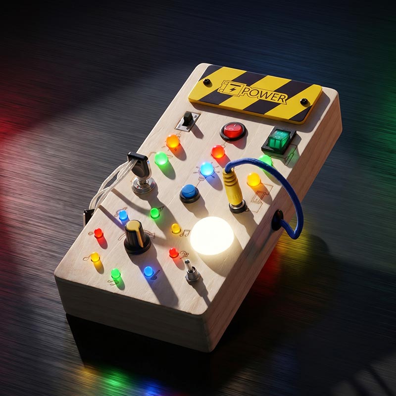 Sensory Busy Board with Switches, Buttons and Lights