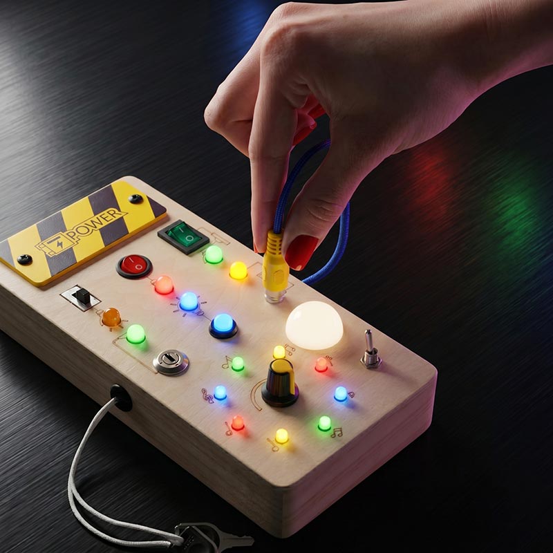Sensory Busy Board with Switches, Buttons and Lights