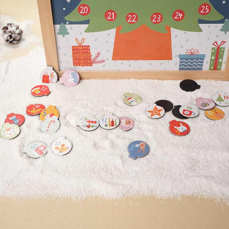 Wooden Advent Calendar with Ornament Countdown Display