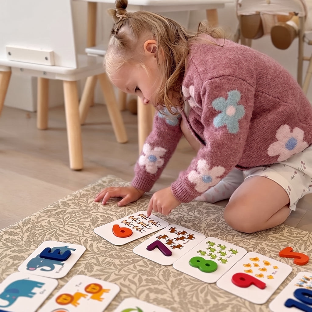 Alphabet Matching Cards with Wooden Letters and Numbers