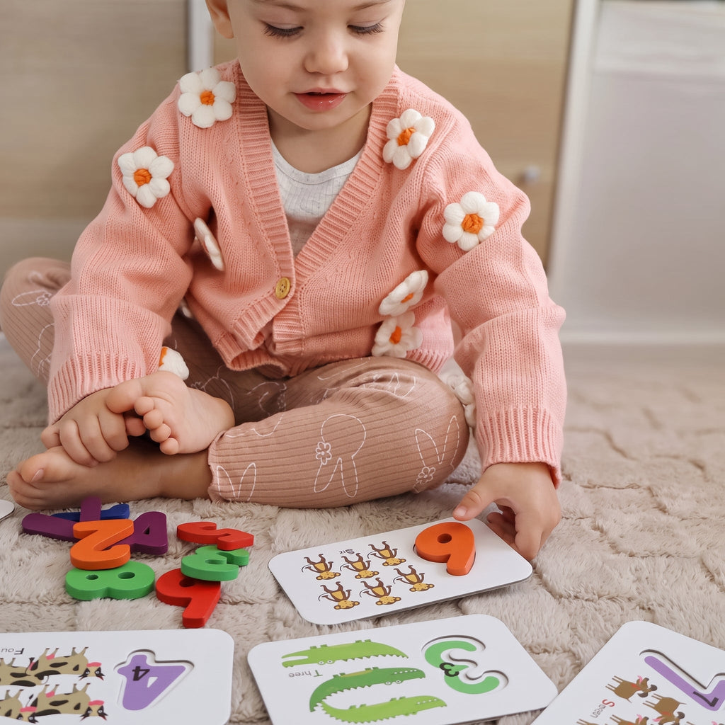 Alphabet Matching Cards with Wooden Letters and Numbers