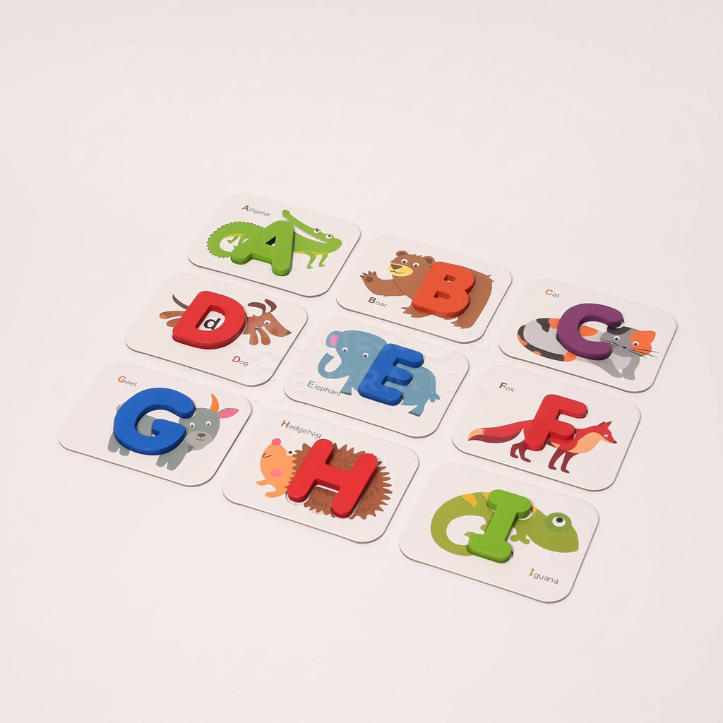 Alphabet Matching Cards with Wooden Letters and Numbers