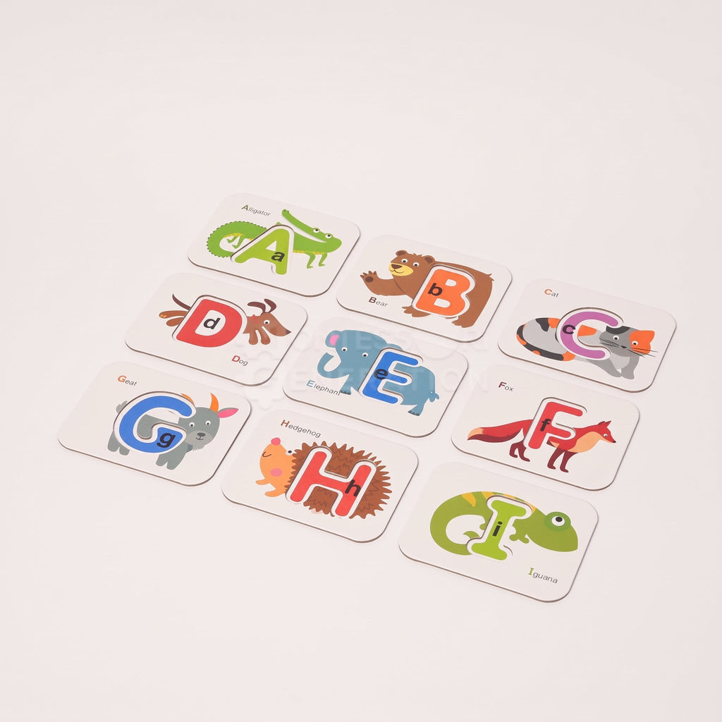 Alphabet Matching Cards with Wooden Letters and Numbers