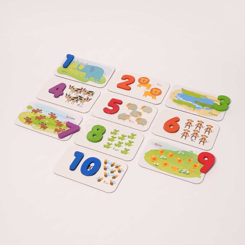 Alphabet Matching Cards with Wooden Letters and Numbers