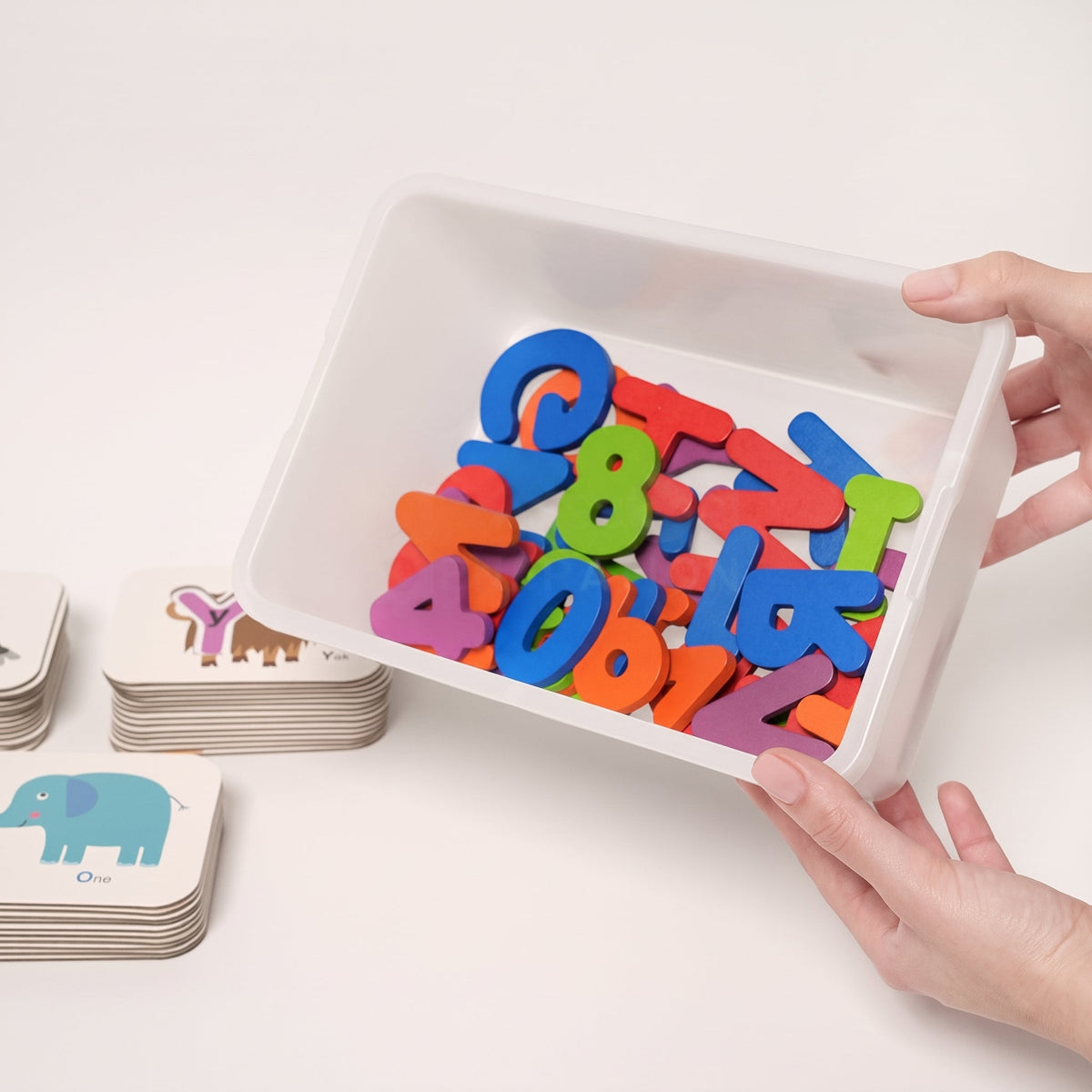 Alphabet Matching Cards with Wooden Letters and Numbers