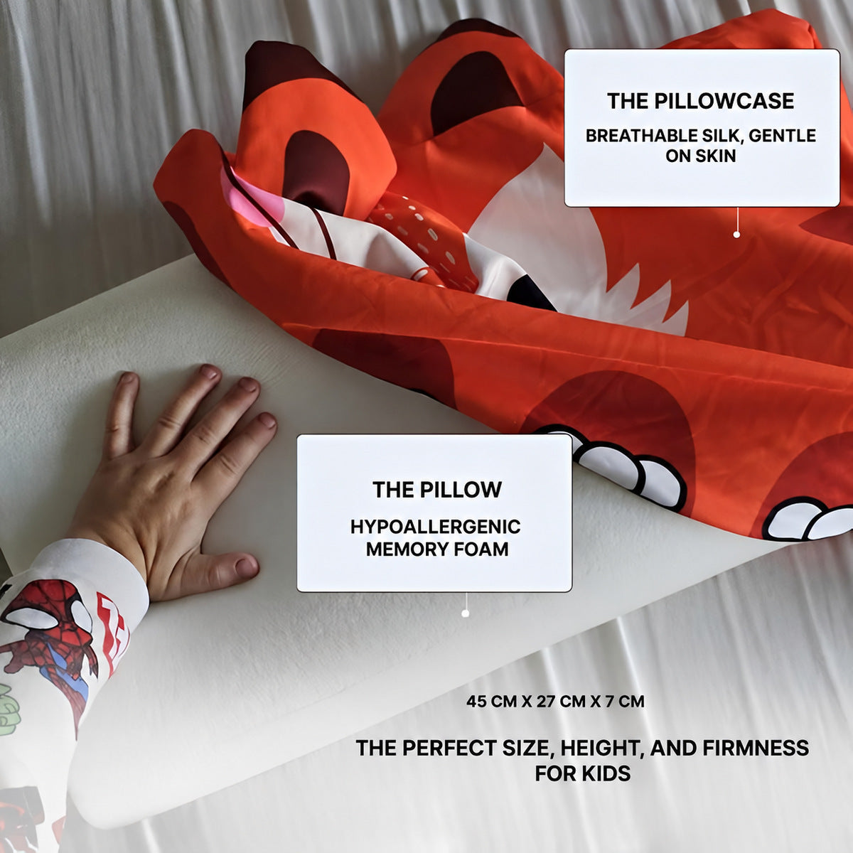 Animal Pillow for Kids with 3D Ears and Tail