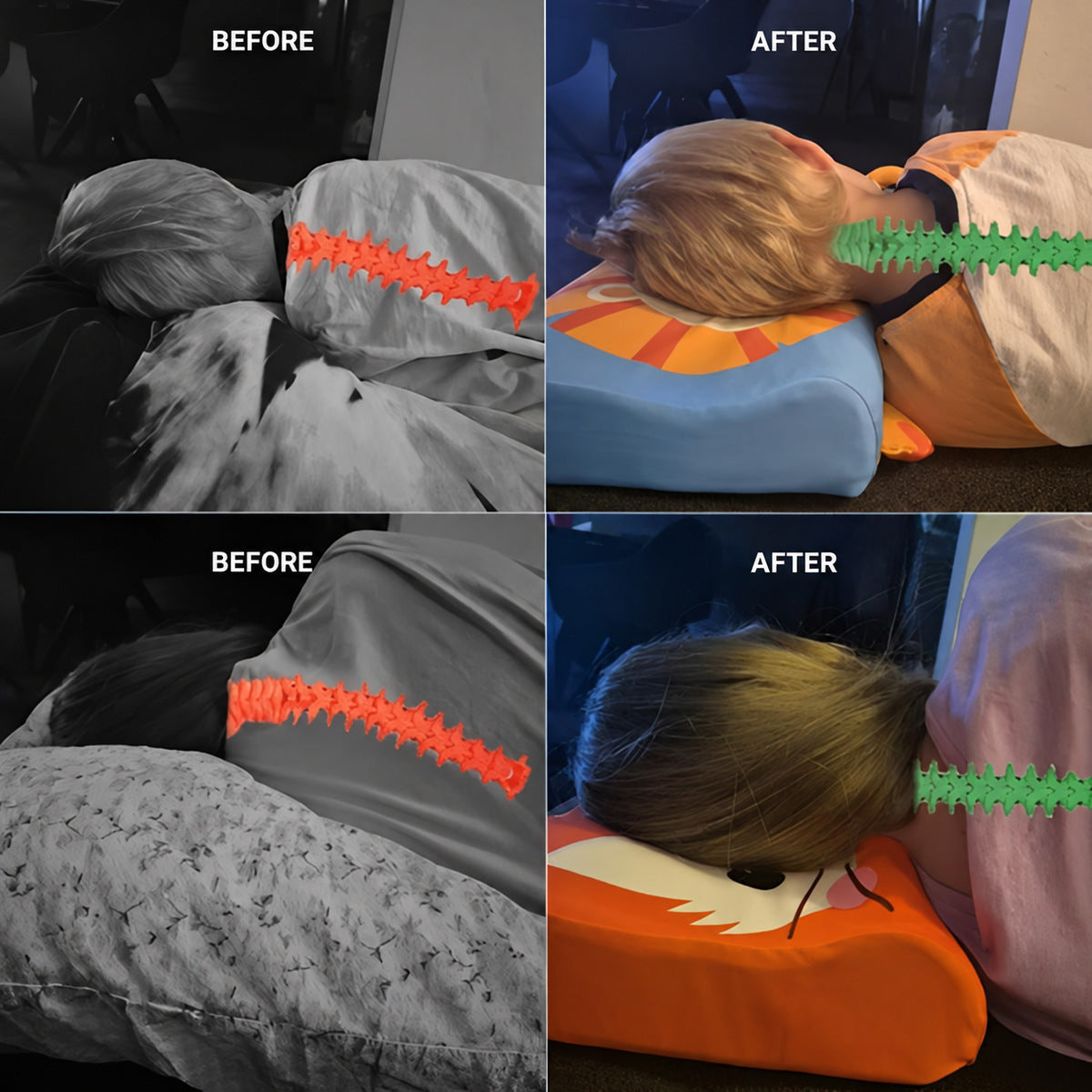 Animal Pillow for Kids with 3D Ears and Tail