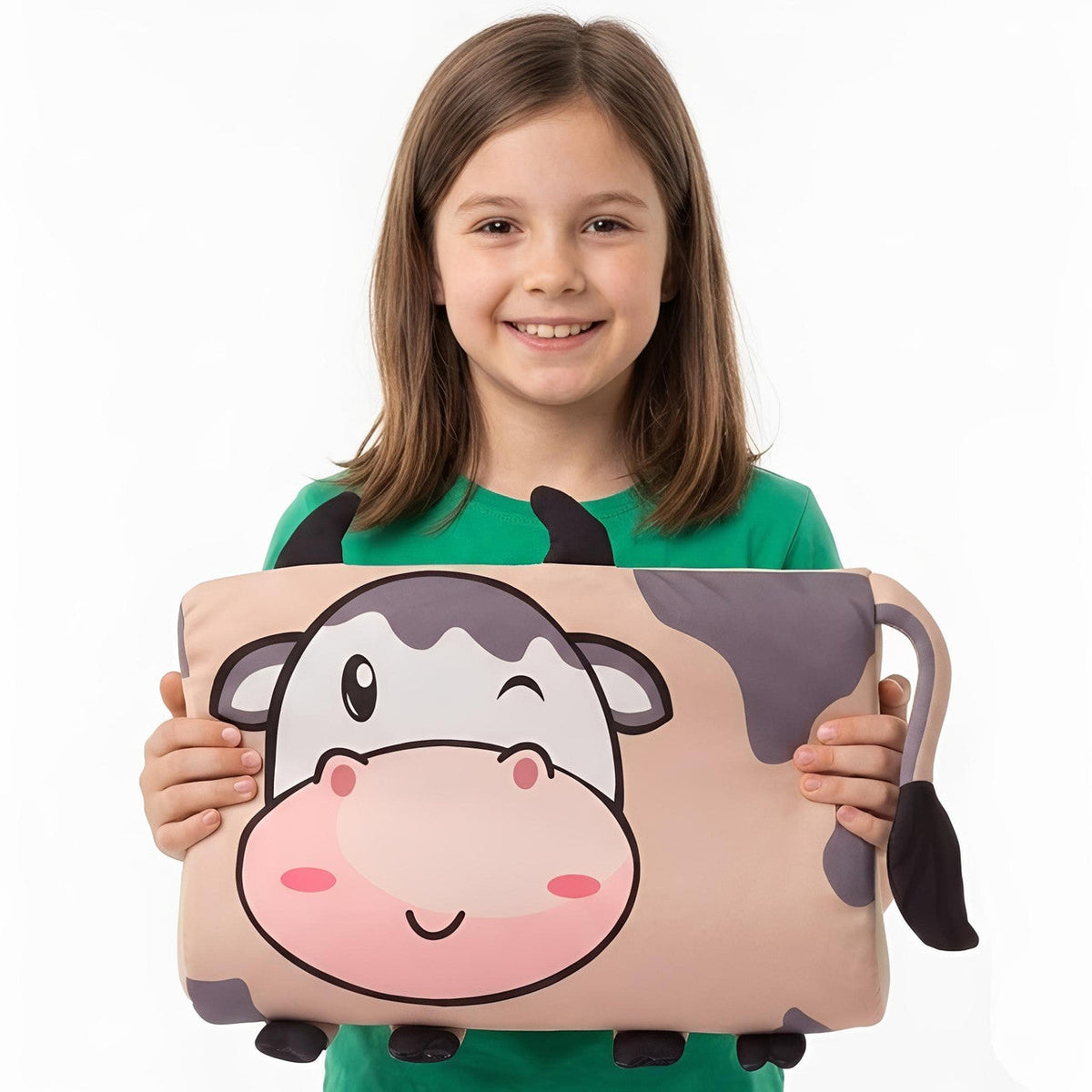 Animal Pillow for Kids with 3D Ears and Tail