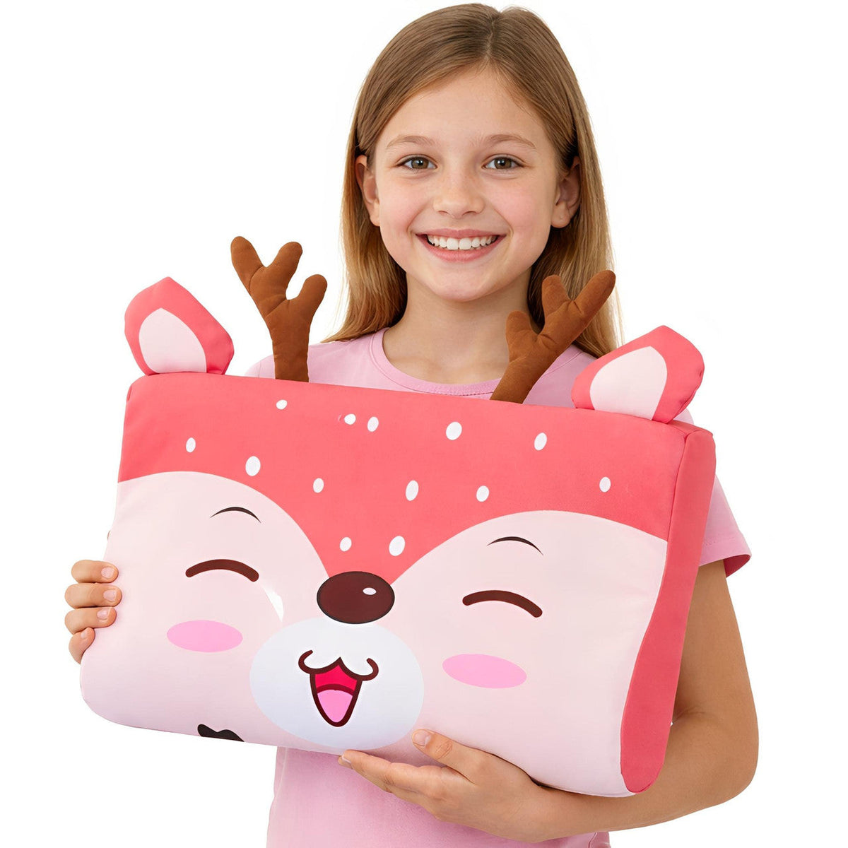Animal Pillow for Kids with 3D Ears and Tail