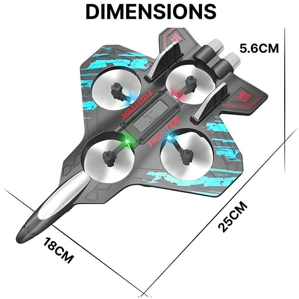 Remote Control Fighter Jet with LED Lights and 4 Propellers