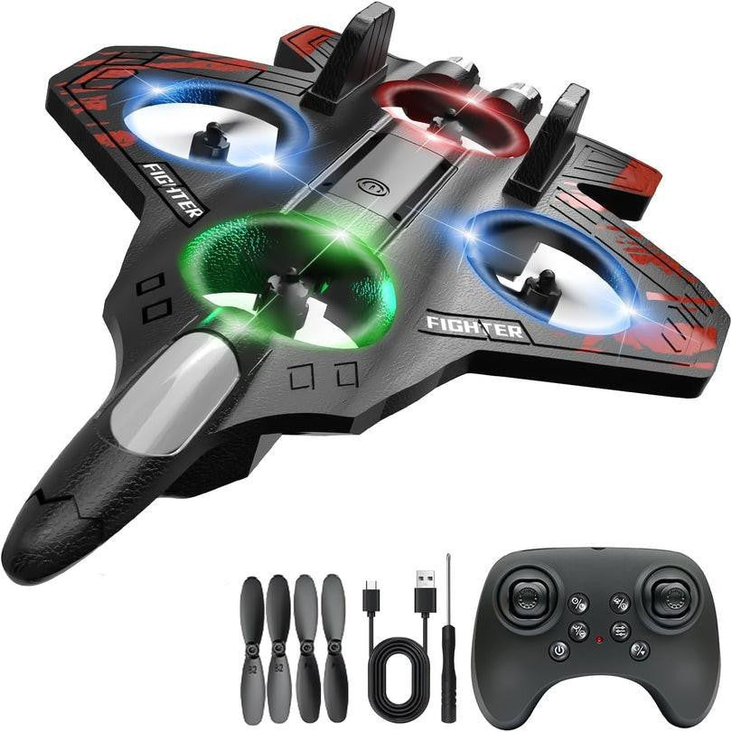 Remote Control Fighter Jet with LED Lights and 4 Propellers