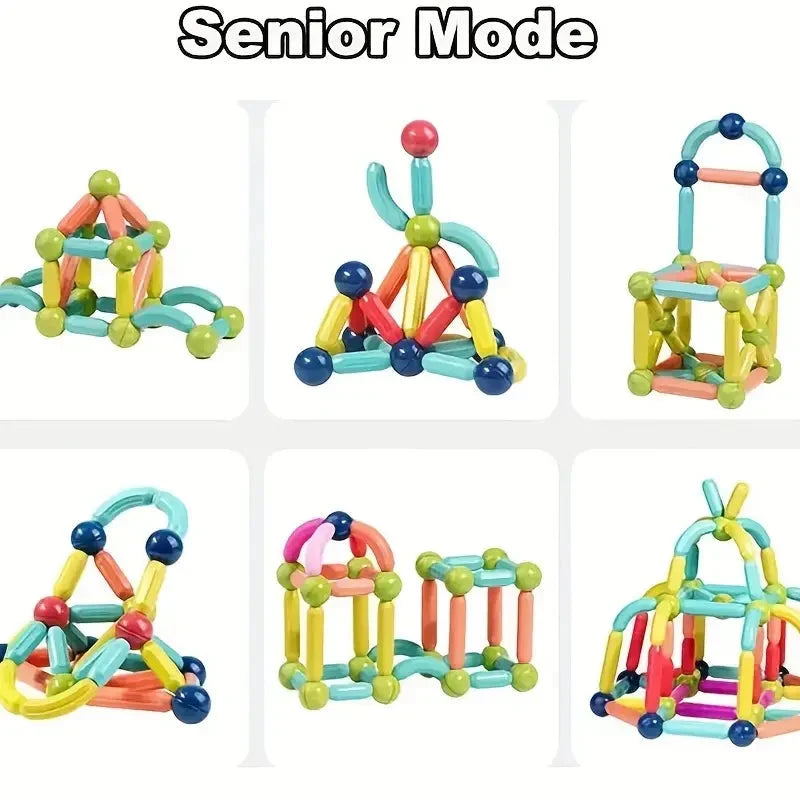 Magnetic Building Blocks Set with Colorful Bars and Balls