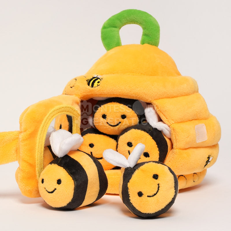 Plush Beehive Toy with 5 Squeaky Bees
