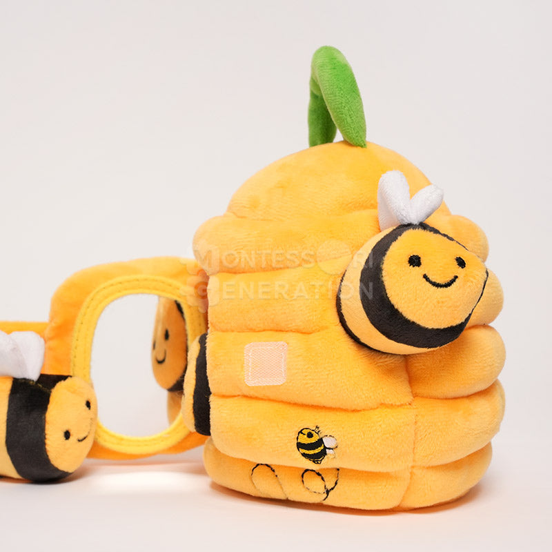 Plush Beehive Toy with 5 Squeaky Bees