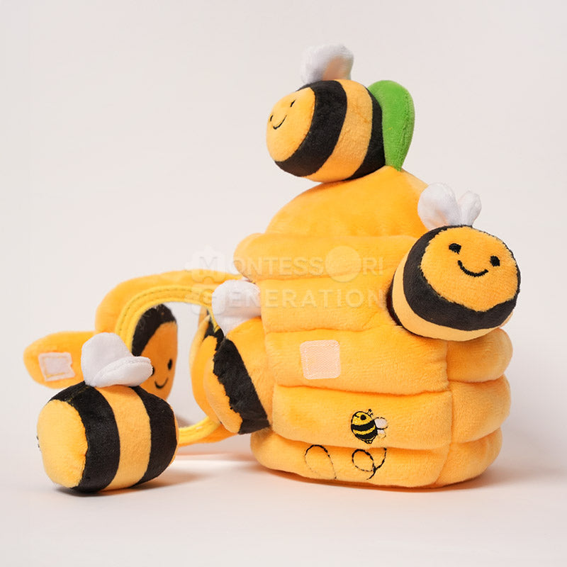 Plush Beehive Toy with 5 Squeaky Bees