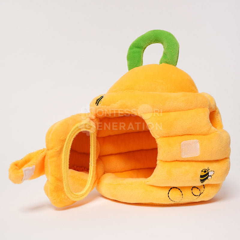 Plush Beehive Toy with 5 Squeaky Bees
